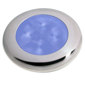 Slim Line LED Round Lamp - Blue, Stainless Trim