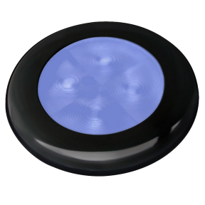 Slim Line LED Round Lamp - Blue Lamp, Black Trim