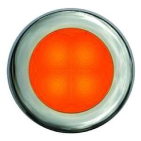 Slim Line LED Round Lamp - Orange Light, Stainless Trim