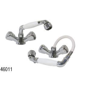 SHOWER MIXER WHT HOSE WHITE HANDLE