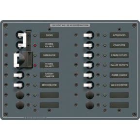 2 Sources Selector/AC Main + 12 Positions Circuit Breaker Panel