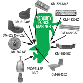 Mercury, Force, Mariner Outboard Anodes - Zinc