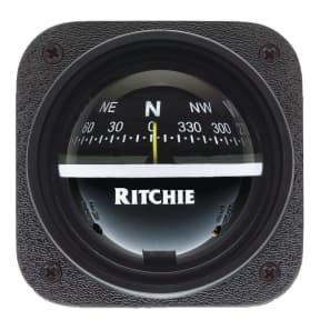 Compas De Navigation Ritchie 128-X21BU - Noir, Diamètre 51 Mm, Montage Sur Panneau, Pour Bateaux Jusqu'à 16 Pieds