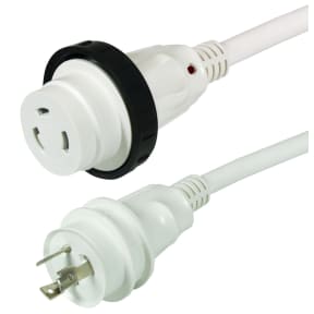 25FT 30AMP CORDSET WHITE LED W/GRIP