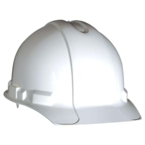 front view of 3M XLR8 White Hard Hat - Adjustable Ratcheting 4-Point Suspension