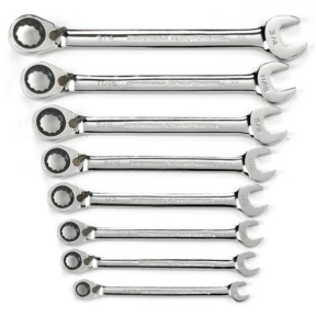 8-Piece SAE Reversible Combination Ratcheting Wrench Set