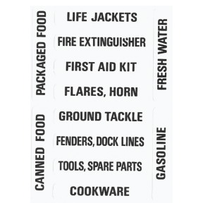 ASSORTED STOWAGE LOCKER LABELS