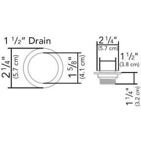 Dimensions of Ambassador Marine 2-1/4" Straight Drain Kit