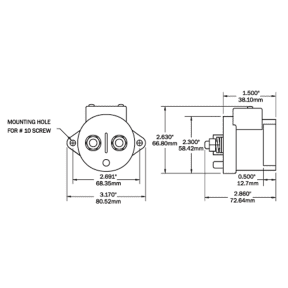 Dimensions of Blue Sea Systems L-Series Electronic Solenoid Switch - 12-24V, 250A