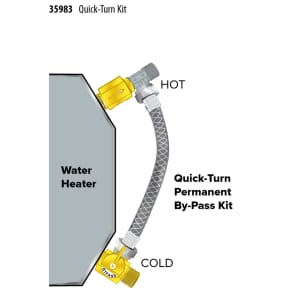 Installation Diagram of Camco Quick Turn Winterizing Water Heater By-Pass Kit