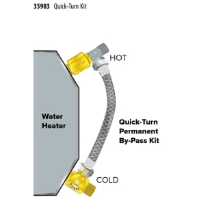 Installation Diagram of Camco Quick Turn Winterizing Water Heater By-Pass Kit