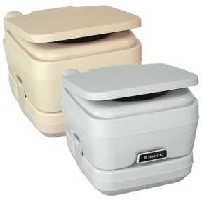 Dometic 2.5 Gal. Adult Size SaniPottie 962 Portable Toilet with Bellows Flush in Tan
