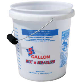 5 gallon of Encore Plastics Mix'n Measure Buckets - Plastic