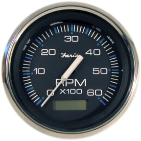 33732 front view of Faria Chesapeake Black Stainless Steel Gauges