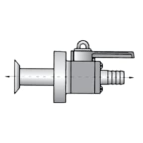 Diagram of Forespar Marelon Full Flow Seacock - Flush Thru Hull x Ball Valve x Hose Barb - OEM