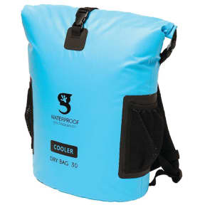 Blue Cooler Bag Front View of Geckobrands Backpack Dry Bag Cooler