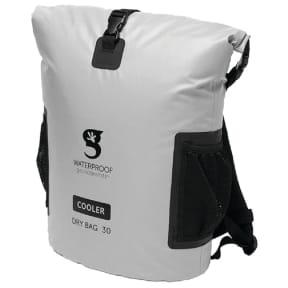 Grey Cooler Bag Front View of Geckobrands Backpack Dry Bag Cooler