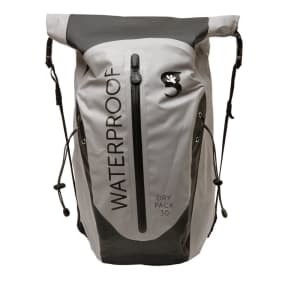 Grey Bag Front View  of Geckobrands Paddler 30L Dry Bag Backpack