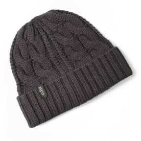 Graphite View of Gill Cable Knitted Beanie