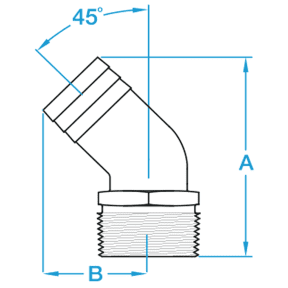 Dimensions of Groco 45 Degree Bronze Pipe to Hose Adapters
