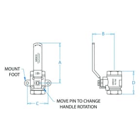 diagram of Groco Bronze Fuel Valve Full FLow