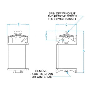 dia of Groco SD Series Extra Capacity Single Strainers