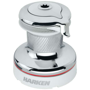 White Composite Top of Harken Radial All-Chrome Two-Speed Self-Tailing White Winch