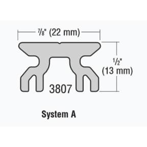 Dimensions of Harken System A 22 mm Slug-Mount Battcar Track