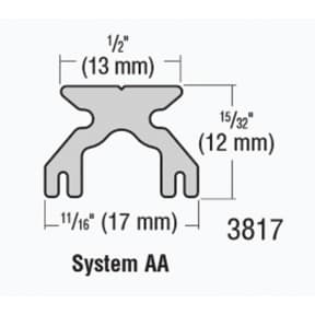 Dimensions of Harken System AA - Micro Slug-Mount 13 mm Battcar Track