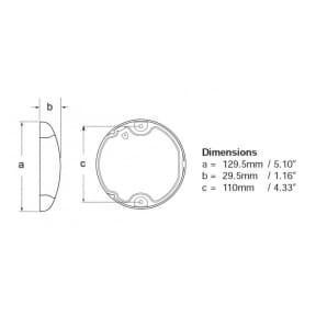 Dimensions of Hella 5" Red / Cool White Surface Mnt EuroLED 130 Touch Dome Light - White Shroud