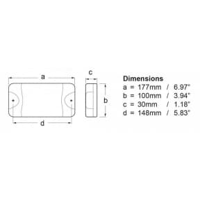 Dimensions of Hella DuraLED 36 Wide Beam Utility Light