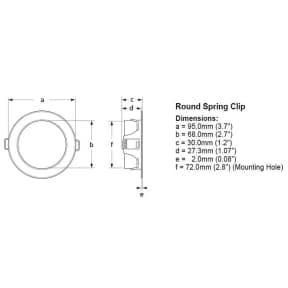 Dimensions of Hella EuroLED 95 LED Down Lights with Spring Clips