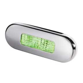 Hella LED 9680 Series Oblong Step Lamp - Green Lamp, Stainless Trim