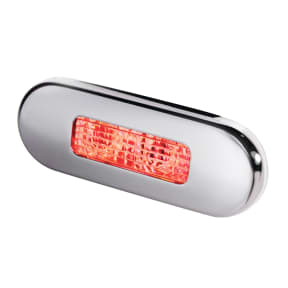 Hella LED 9680 Series Oblong Step Lamp - Red Lamp, Stainless Trim