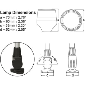 Diagram of NaviLED 360 All Round Fold Down Pole Navigation Lamp