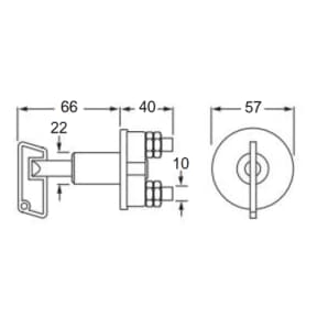 Diagram of Hella 50 Amp Battery Master Switch, Series 2843
