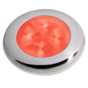 Slim Line LED Round 3" Lamps - Red Light, Stainless Trim