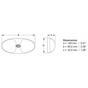 Dimensions of Hella Warm White LED DuraLED 12 Lamp - 5-1/2"