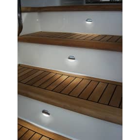 White LED Easy Fit Step Lamp - Stainless Steel Cap In Use