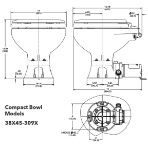 Quiet Flush E2 Marine Toilet - Compact Bowl