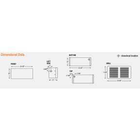 Dimensions of King Electrical PAW Series Pic-A-Watt Marine Electric Forced Air Wall Heater