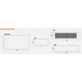 Dimensions of King Electrical MKT Series Marine Electric Forced Air Toe-Space Heater