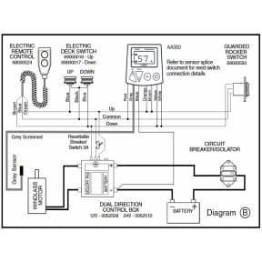 0052509 & 510 Wiring Diagram of Lewmar Windlass Contactor / Solenoids in Sealed Box - Dual Direction