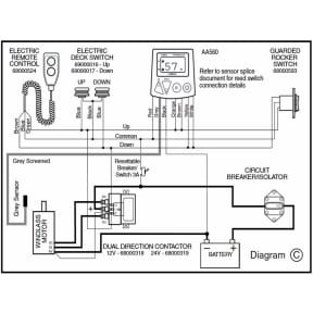 68000318 and 319 Wiring Diagram of Lewmar Windlass Dual Direction Sealed Contactor / Solenoids