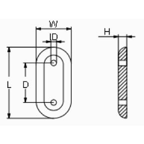diagram of Martyr MZC406 Rounded Oval 9" Plate Anode - Aluminum