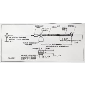 diagram of Morse Controls Inboard Mounted Steering Connection Kit - w/ Tall 3-3/8" Stand-Off Bracket