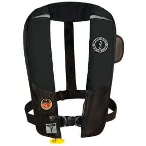 Front View Black of Mustang Survival HIT Automatic Inflatable PFD with Sailing Harness