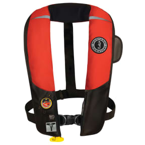 Front View Red of Mustang Survival HIT Automatic Inflatable PFD with Sailing Harness