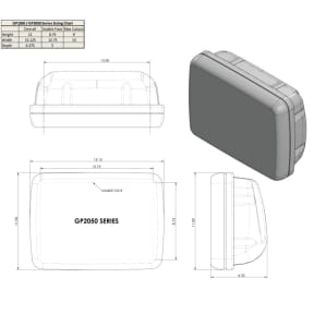 Dimensions of NavPod Gen3 SailPod - Pre-Cut for Certain Simrad & B&G 9" Multi-Function Displays - 12" Guard