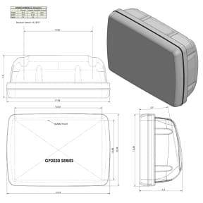 Dimensions of NavPod Gen3 SailPod - Pre-Cut for Raymarine C120W & E120W 12" Multi-Function Displays - 12" Guard